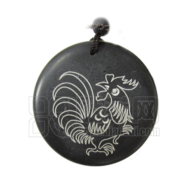 砭石生肖雞圓佩圖1