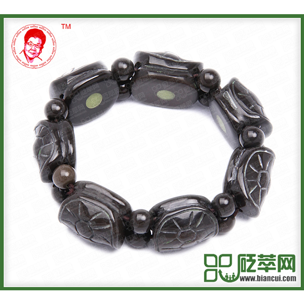 磁性砭石龜背男手鏈,砭石手鏈圖1