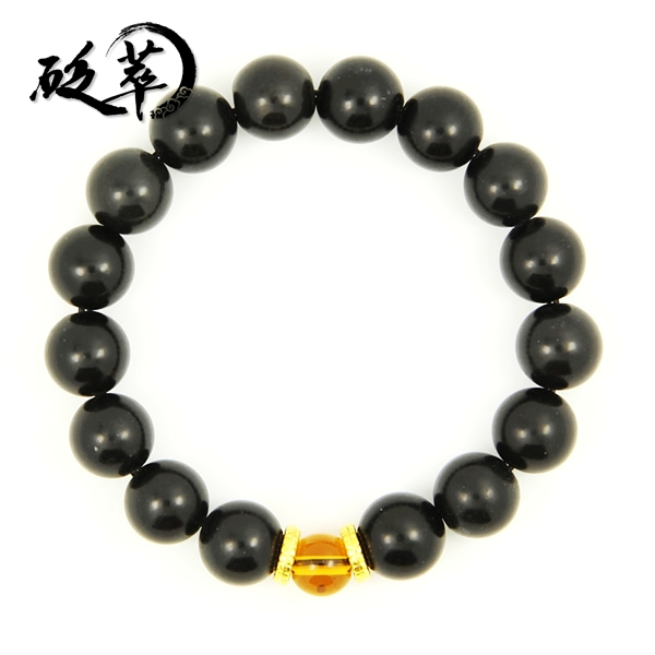 泗濱砭石11mm黃水晶手鏈,砭石手鏈圖2