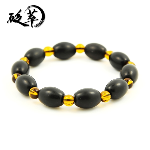 泗濱砭石米珠黃水晶手鏈,砭石手鏈圖1