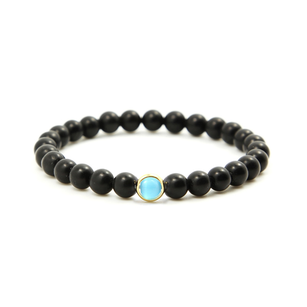 泗濱砭石貓眼手鏈7mm(藍),砭石手鏈圖1