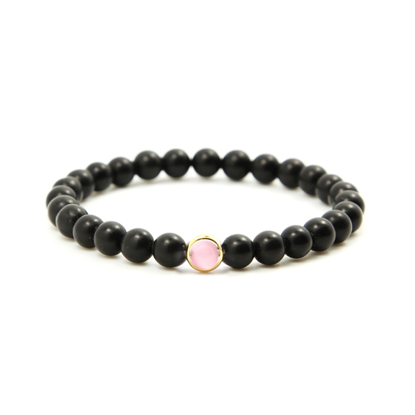 泗濱砭石貓眼手鏈7mm(粉),砭石手鏈圖1